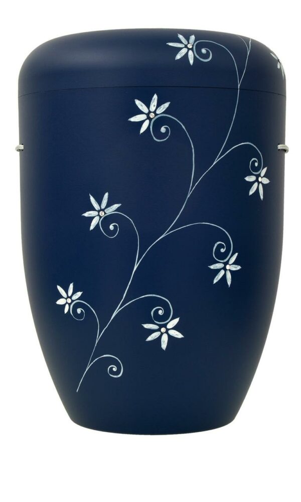 Bio-Urne "Blumenranke mit Strass", blaulila