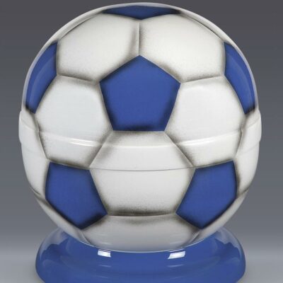 Stahlurne, "Fussball" blau-weiss
