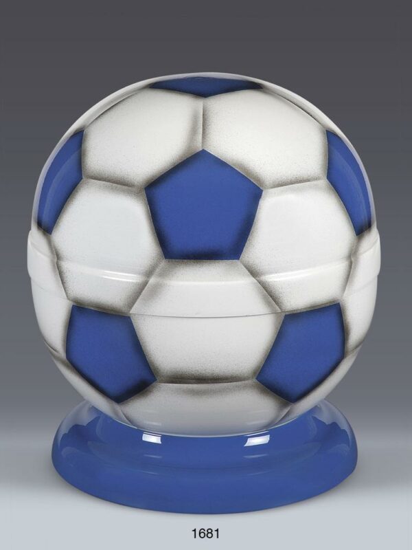 Stahlurne, "Fussball" blau-weiss