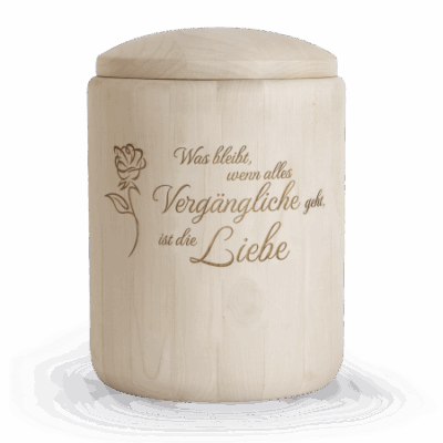 Holzurne, Edition Vivre, Ahornholz mit Lasergravur. Mod. 919-2